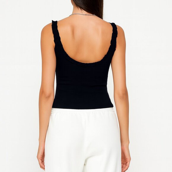 Lyndia Ruffled Ribbed Top - Picture 2 of 5